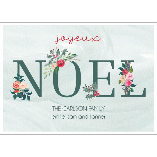 Green Joyeux Noel Flat Holiday Cards